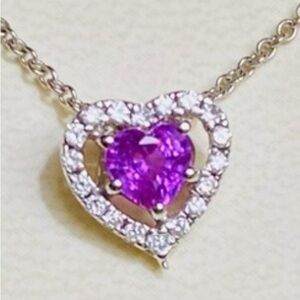 18k White Gold Pink Sapphire and Diamond Pendant